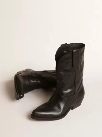 Botas Wish Star bajas en piel negra con estrella negra