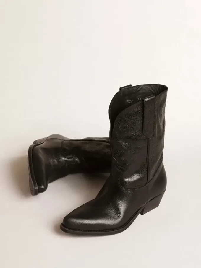Botas Wish Star bajas en piel negra con estrella negra Botas Wish Star bajas en piel negra con estrella negra