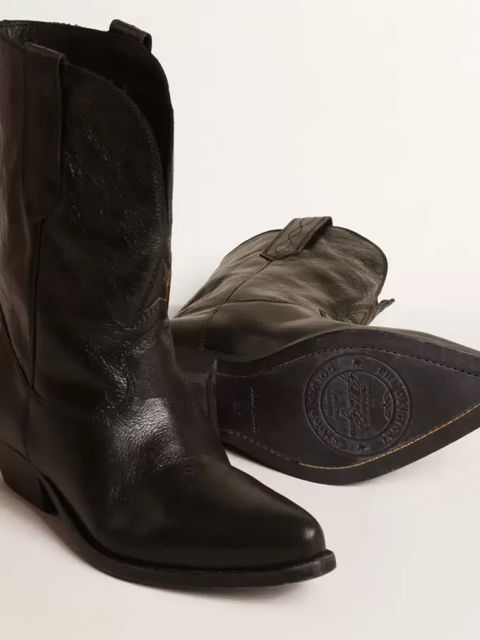 Botas Wish Star bajas en piel negra con estrella negra Botas Wish Star bajas en piel negra con estrella negra