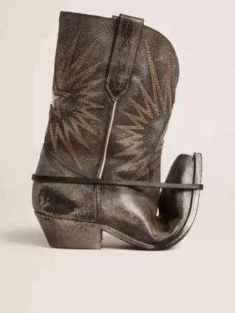 Botas Wish Star bajas para mujer en piel negra con estrella plateada