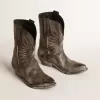 Botas Wish Star bajas para mujer en piel negra con estrella plateada Botas Wish Star bajas para mujer en piel negra con estrella plateada