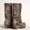 Botas Wish Star bajas para mujer en piel negra con estrella plateada Botas Wish Star bajas para mujer en piel negra con estrella plateada