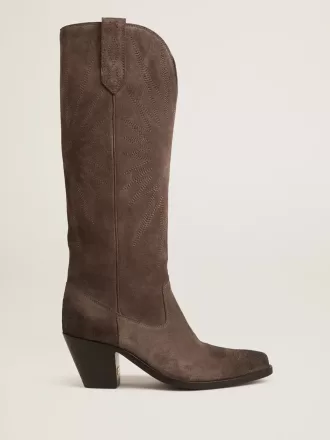 Botas Wish Star en ante marrón oscuro con estrella incrustada tono sobre tono