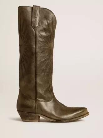 Botas Wish Star para mujer en piel negra con bordado de estrellas