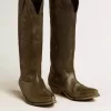 Botas Wish Star para mujer en piel negra con bordado de estrellas Botas Wish Star para mujer en piel negra con bordado de estrellas
