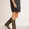 Botas Wish Star para mujer en piel negra con bordado de estrellas Botas Wish Star para mujer en piel negra con bordado de estrellas