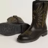 Botas Wish Teen de piel negra con bordado de estrella amarilla Botas Wish Teen de piel negra con bordado de estrella amarilla