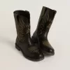 Botas Wish Young de piel negra con bordado de estrella amarilla Botas Wish Young de piel negra con bordado de estrella amarilla