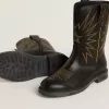 Botas Wish Young de piel negra con bordado de estrella amarilla Botas Wish Young de piel negra con bordado de estrella amarilla