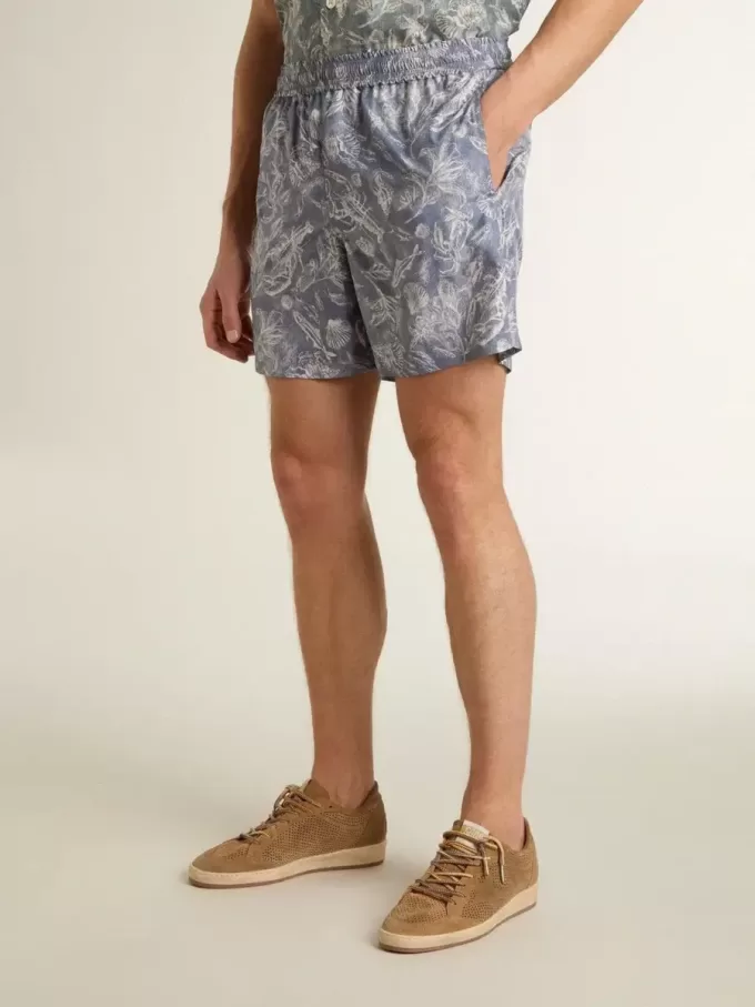 Boxers para hombre con estampado marino azul claro y blanco