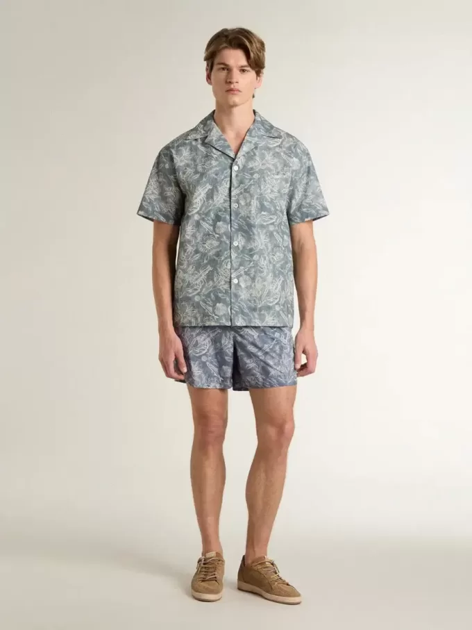 Boxers para hombre con estampado marino azul claro y blanco