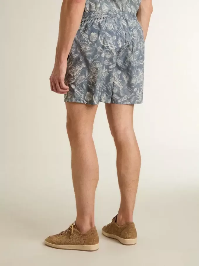 Boxers para hombre con estampado marino azul claro y blanco