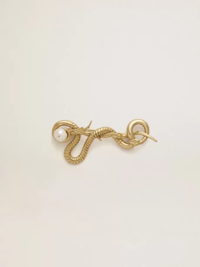 Broche antiguo dorado con forma de serpiente CNY Broche antiguo dorado con forma de serpiente CNY