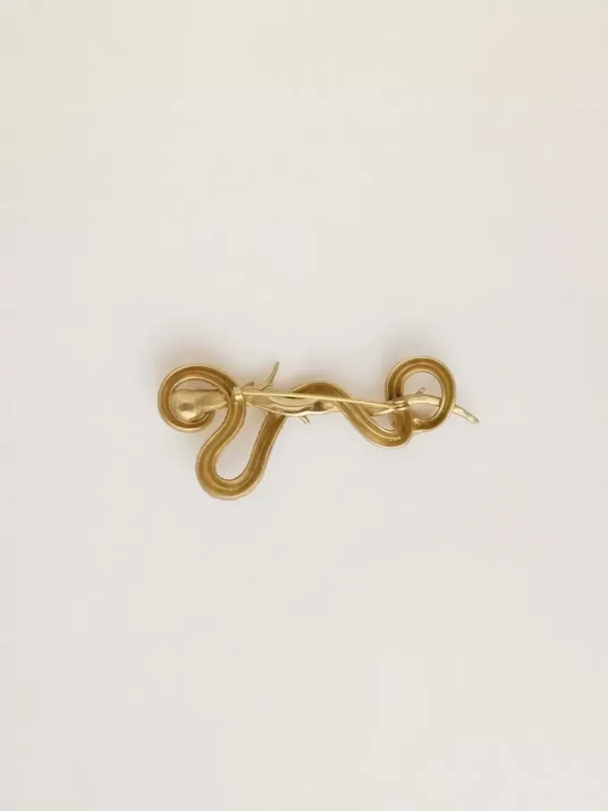 Broche antiguo dorado con forma de serpiente CNY Broche antiguo dorado con forma de serpiente CNY
