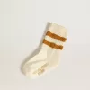 Calcetines blancos para niños con rayas color tabaco Calcetines blancos para niños con rayas color tabaco