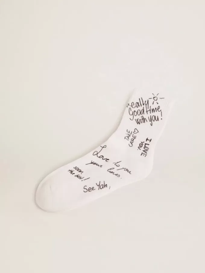 Calcetines blancos ópticos con letras negras Calcetines blancos ópticos con letras negras