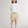 Camisa blanca de algodón con bordado inglés para niña