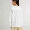 Camisa blanca de algodón con bordado inglés para niña