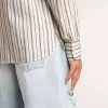 Camisa blanca de algodón para hombre con finas rayas burdeos Camisa blanca de algodón para hombre con finas rayas burdeos