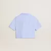 Camisa corta de niña de algodón azul claro a rayas Camisa corta de niña de algodón azul claro a rayas