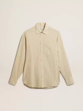 Camisa de algodón crudo para hombre con rayas negras estrechas Camisa de algodón crudo para hombre con rayas negras estrechas