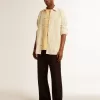 Camisa de algodón crudo para hombre con rayas negras estrechas Camisa de algodón crudo para hombre con rayas negras estrechas