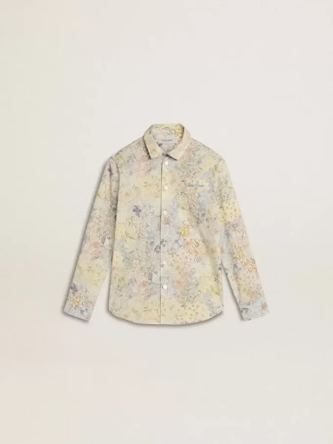 Camisa de algodón para niña con estampado floral multicolor Camisa de algodón para niña con estampado floral multicolor