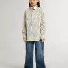 Camisa de algodón para niña con estampado floral multicolor Camisa de algodón para niña con estampado floral multicolor