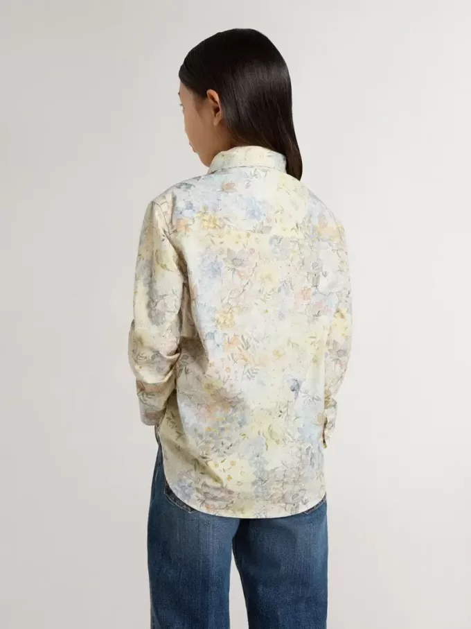 Camisa de algodón para niña con estampado floral multicolor Camisa de algodón para niña con estampado floral multicolor