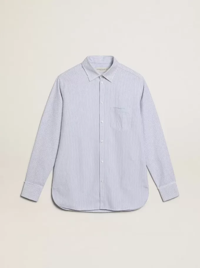 Camisa de hombre con rayas estrechas Camisa de hombre con rayas estrechas