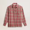 Camisa de mujer con bordado a cuadros rosa, arena y gris Camisa de mujer con bordado a cuadros rosa, arena y gris