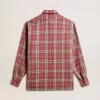 Camisa de mujer con bordado a cuadros rosa, arena y gris Camisa de mujer con bordado a cuadros rosa, arena y gris