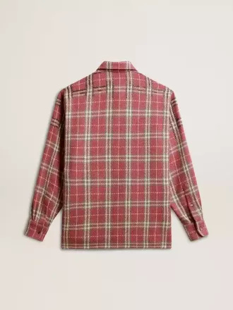 Camisa de mujer con bordado a cuadros rosa, arena y gris Camisa de mujer con bordado a cuadros rosa, arena y gris