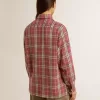 Camisa de mujer con bordado a cuadros rosa, arena y gris Camisa de mujer con bordado a cuadros rosa, arena y gris