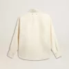 Camisa de mujer de mezcla de viscosa y algodón con cuello adornado con cristales Camisa de mujer de mezcla de viscosa y algodón con cuello adornado con cristales