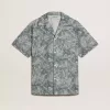 Camisa de popelín de manga corta estilo pijama para hombre con estampado marino azul y blanco Camisa de popelín de manga corta estilo pijama para hombre con estampado marino azul y blanco