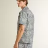 Camisa de popelín de manga corta estilo pijama para hombre con estampado marino azul y blanco Camisa de popelín de manga corta estilo pijama para hombre con estampado marino azul y blanco