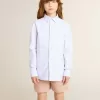Camisa de rayas para niña con letras bordadas en el bolsillo