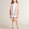 Camisa de rayas para niña con letras bordadas en el bolsillo