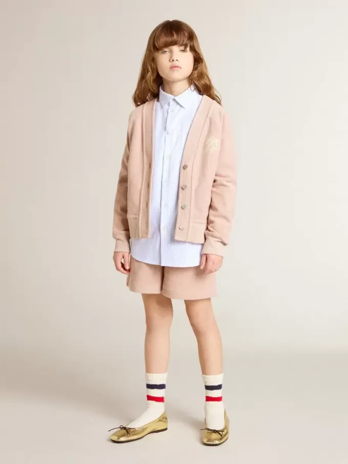 Camisa de rayas para niña con letras bordadas en el bolsillo
