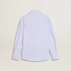 Camisa de rayas para niña con letras bordadas en el bolsillo
