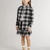 Camisa infantil a cuadros blancos y negros con bordados blancos Camisa infantil a cuadros blancos y negros con bordados blancos