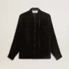 Camisa negra con efecto terciopelo y bordados Camisa negra con efecto terciopelo y bordados