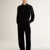 Camisa negra con efecto terciopelo y bordados Camisa negra con efecto terciopelo y bordados