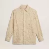 Camisa oversize de encaje transparente color crema Camisa oversize de encaje transparente color crema