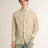 Camisa oversize de encaje transparente color crema Camisa oversize de encaje transparente color crema