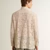 Camisa oversize de encaje transparente color crema Camisa oversize de encaje transparente color crema
