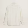 Camisa oversize para hombre en blanco desgastado con rayas verticales. Camisa oversize para hombre en blanco desgastado con rayas verticales.