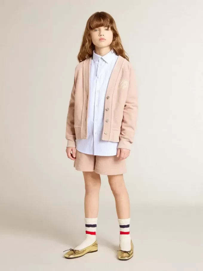 Camisa para niño de algodón a rayas azul claro y blanco con logotipo bordado Camisa para niño de algodón a rayas azul claro y blanco con logotipo bordado
