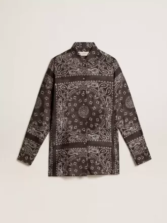 Camisa pijama en gris antracita con estampado de cachemira